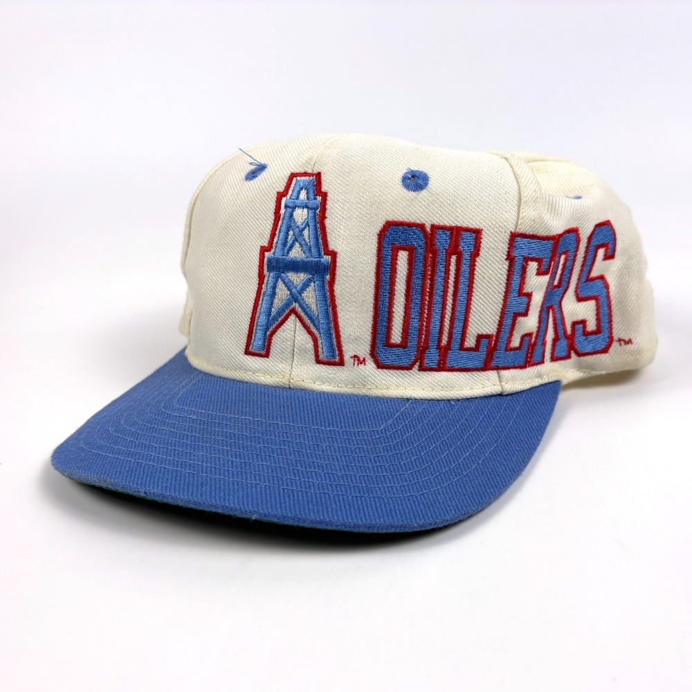 VTG 90s NFL Houston Oilers Apex One Snapback Cap Hat Blue White Red Football Sha
